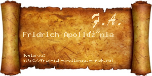 Fridrich Apollónia névjegykártya